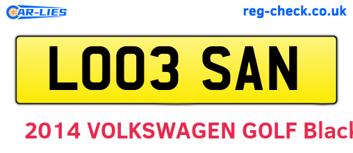 LO03SAN are the vehicle registration plates.