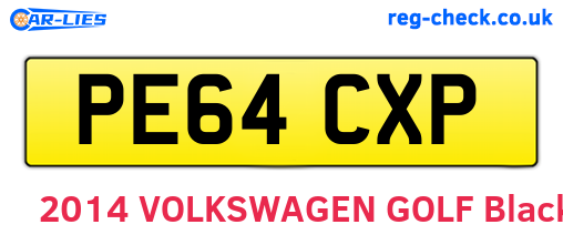 PE64CXP are the vehicle registration plates.