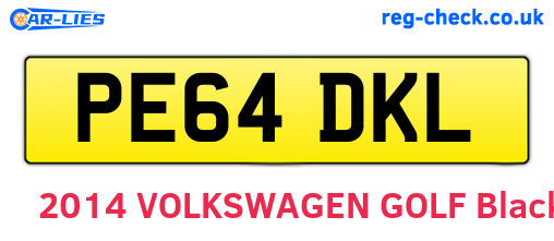PE64DKL are the vehicle registration plates.