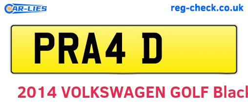 PRA4D are the vehicle registration plates.