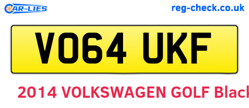 VO64UKF are the vehicle registration plates.