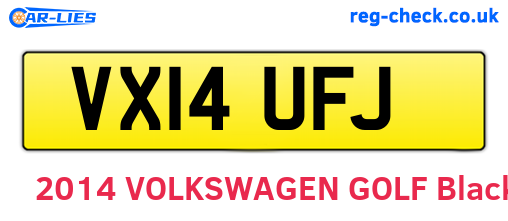 VX14UFJ are the vehicle registration plates.