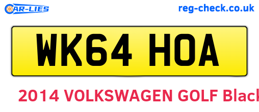 WK64HOA are the vehicle registration plates.