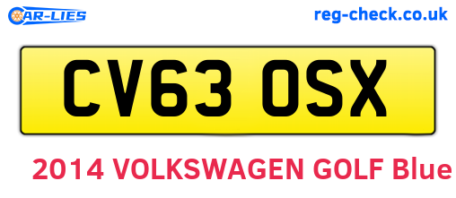 CV63OSX are the vehicle registration plates.