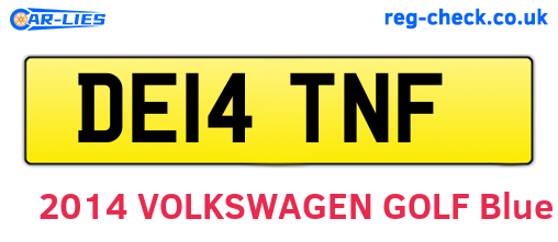 DE14TNF are the vehicle registration plates.