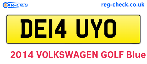 DE14UYO are the vehicle registration plates.