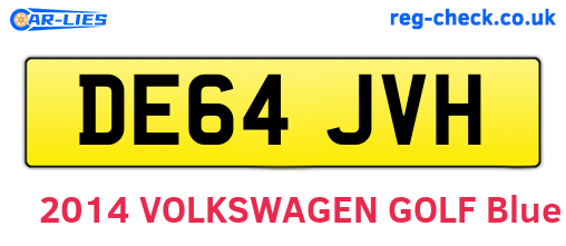 DE64JVH are the vehicle registration plates.