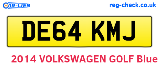 DE64KMJ are the vehicle registration plates.