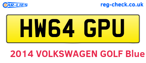 HW64GPU are the vehicle registration plates.