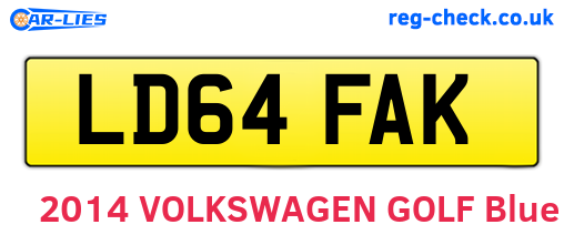 LD64FAK are the vehicle registration plates.