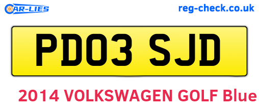 PD03SJD are the vehicle registration plates.