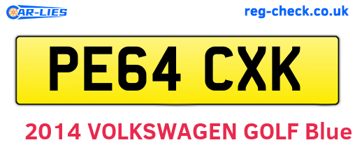 PE64CXK are the vehicle registration plates.
