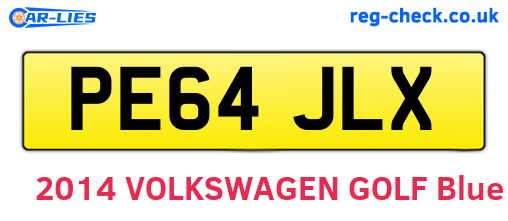 PE64JLX are the vehicle registration plates.