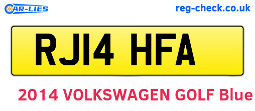 RJ14HFA are the vehicle registration plates.