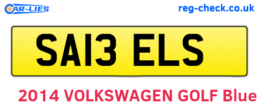 SA13ELS are the vehicle registration plates.