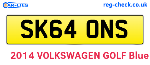 SK64ONS are the vehicle registration plates.