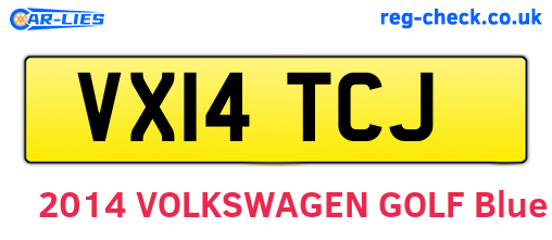 VX14TCJ are the vehicle registration plates.