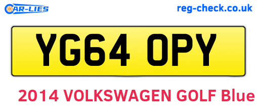 YG64OPY are the vehicle registration plates.