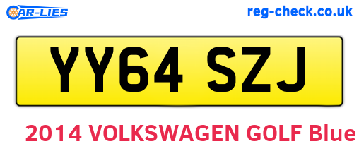 YY64SZJ are the vehicle registration plates.
