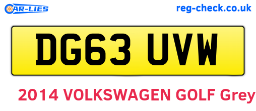 DG63UVW are the vehicle registration plates.