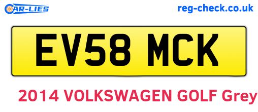 EV58MCK are the vehicle registration plates.