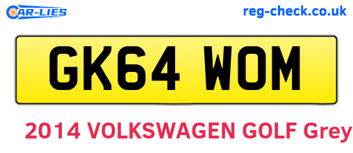 GK64WOM are the vehicle registration plates.