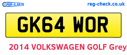 GK64WOR are the vehicle registration plates.