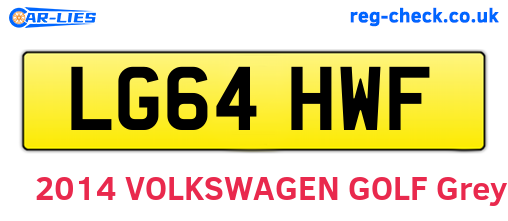 LG64HWF are the vehicle registration plates.
