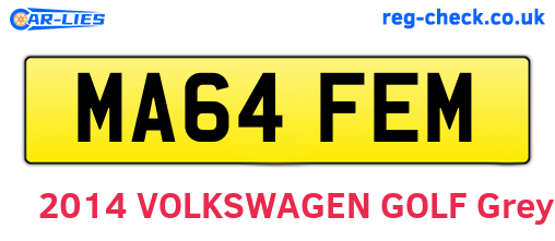 MA64FEM are the vehicle registration plates.