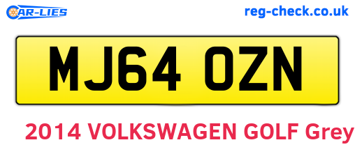 MJ64OZN are the vehicle registration plates.