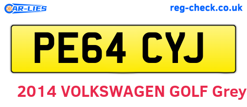 PE64CYJ are the vehicle registration plates.