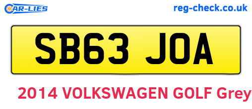 SB63JOA are the vehicle registration plates.