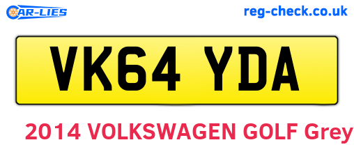 VK64YDA are the vehicle registration plates.