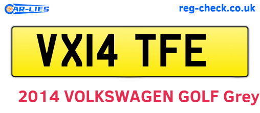 VX14TFE are the vehicle registration plates.
