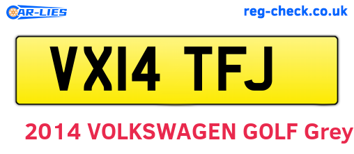 VX14TFJ are the vehicle registration plates.