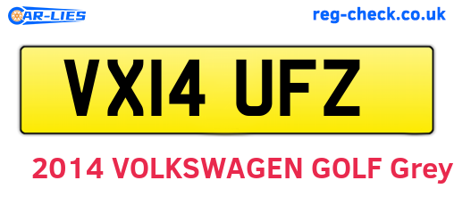 VX14UFZ are the vehicle registration plates.