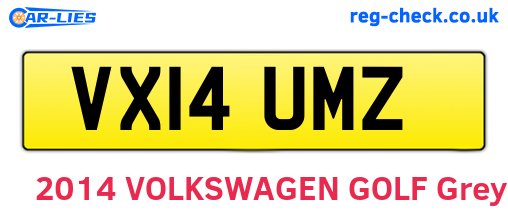 VX14UMZ are the vehicle registration plates.