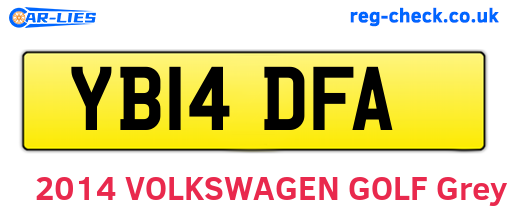 YB14DFA are the vehicle registration plates.