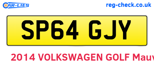SP64GJY are the vehicle registration plates.