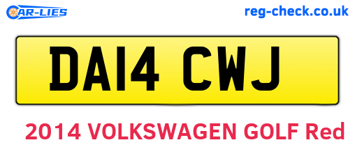 DA14CWJ are the vehicle registration plates.