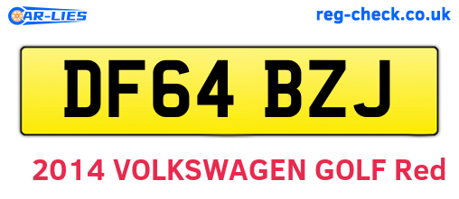 DF64BZJ are the vehicle registration plates.