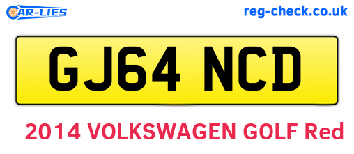 GJ64NCD are the vehicle registration plates.