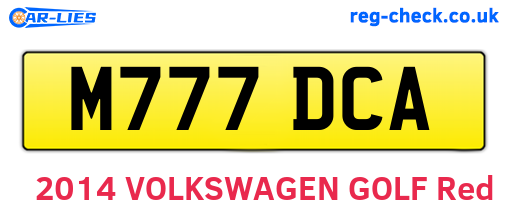 M777DCA are the vehicle registration plates.