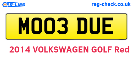 MO03DUE are the vehicle registration plates.