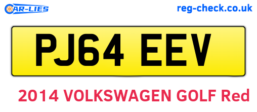 PJ64EEV are the vehicle registration plates.