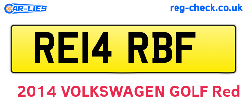 RE14RBF are the vehicle registration plates.