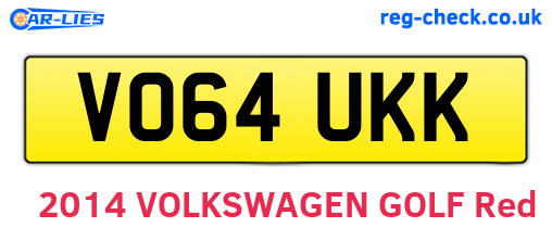 VO64UKK are the vehicle registration plates.