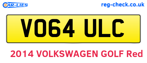 VO64ULC are the vehicle registration plates.