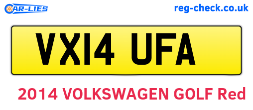 VX14UFA are the vehicle registration plates.