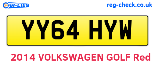 YY64HYW are the vehicle registration plates.